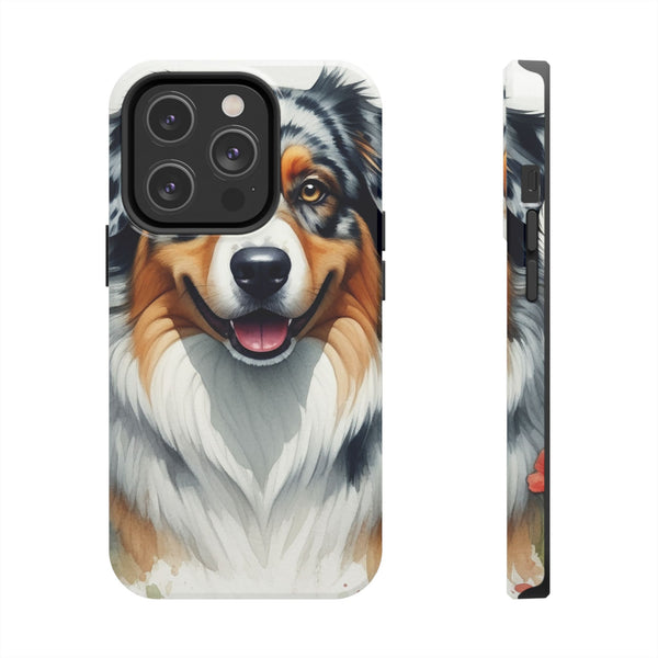 Australian Shepherd Watercolor Wildflower Field Phone Case | Premium Dog Prints | Tritan