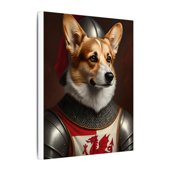 Pembroke Welsh Corgi Medieval Knight Portrait Canvas Wall Art, Regal Dog Painting, Pembroke Welsh Corgi Lover Gift, Stretched Canvas