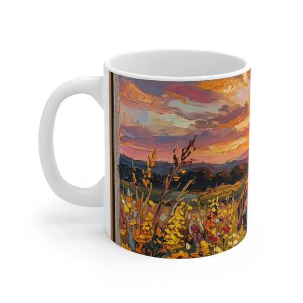 Dachshund Acrylic Gallery Print Sunset Prairie Coffee Mug | Premium Dog Prints | Tritan