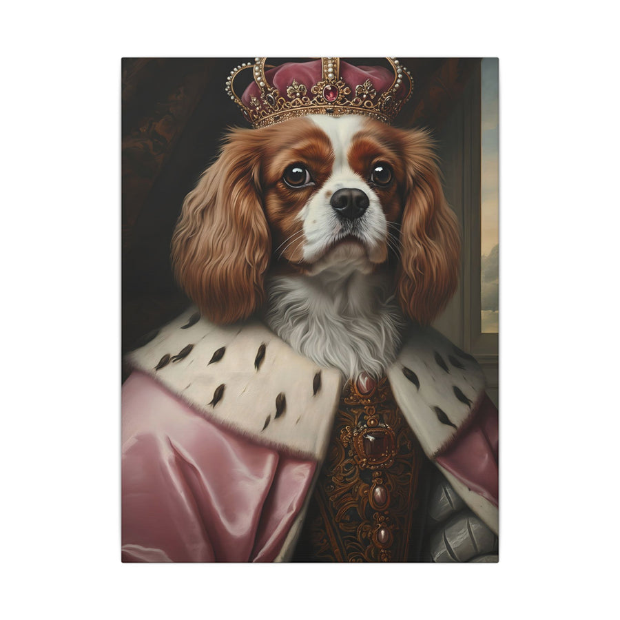 Cavalier King Charles Spaniel Kings & Queens Royal Portrait Canvas Wall Art, Regal Dog Painting, Stretched Canvas