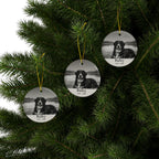 Pack of 3 Bernese Mountain Dog memorial ornaments on a Christmas tree