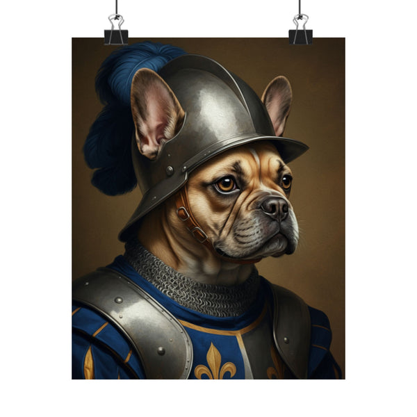 French Bulldog Medieval Knight Portrait Matte Poster, Regal Dog Art Print, French Bulldog Lover Gift, Wall Art