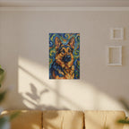 German Shepherd Post-Impressionist Oil Painting Canvas Wall Art Decor, Dog Lover Gift, Pet Owner Present, GSD Art Print