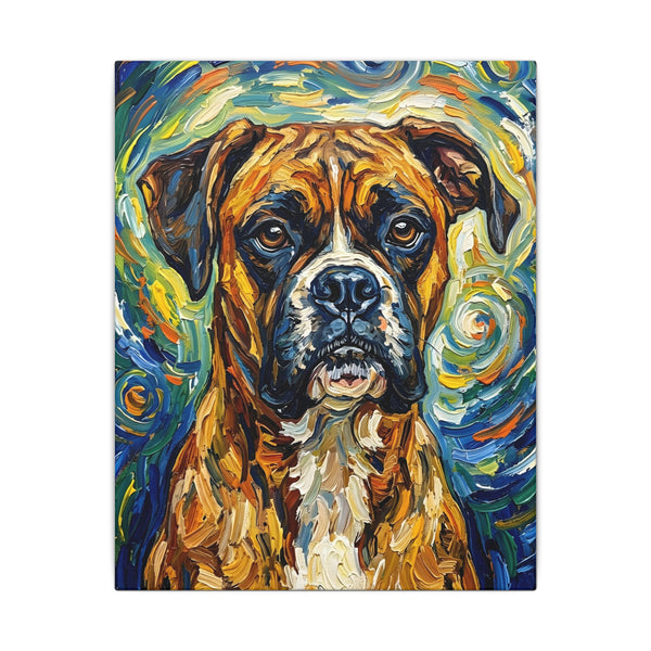 Boxer Dog Post-Impressionist Oil Painting Canvas Wall Art Decor Gift for Dog Lover