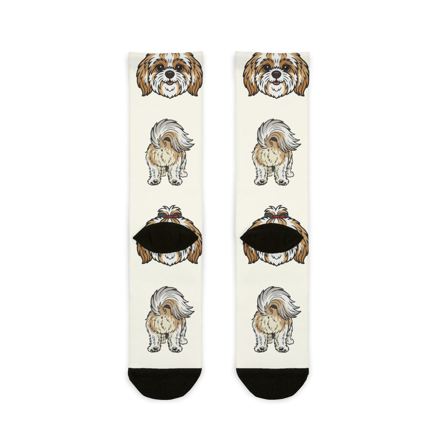 Shih Tzu Socks | Fun All Over Print Dog Socks | Shih Tzu Mom Gift | Cute Crew Socks for Dog Lovers | Stocking Stuffer
