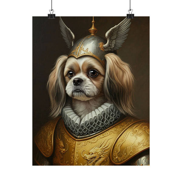 Shih Tzu Medieval Knight Portrait Matte Poster, Regal Dog Art Print, Shih Tzu Lover Gift, Wall Art