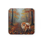Acrylic Pomeranian - Autumn Woods | Cork Back Coaster