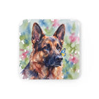 German Shepherd Watercolor Drink Coaster by Tritan — angled detail view