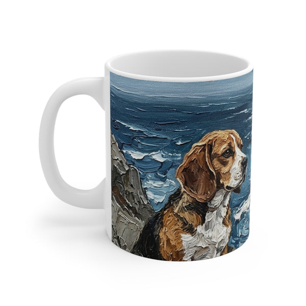 Beagle Acrylic Gallery Print Coastal Cliffside Coffee Mug | Premium Dog Prints | Tritan