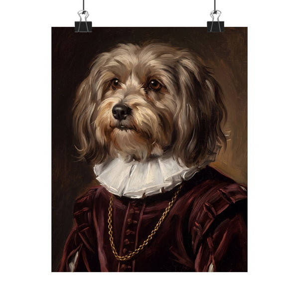 Havanese Renaissance Royal Portrait Matte Poster, Regal Dog Art Print, Havanese Lover Gift, Wall Art