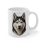 Siberian Husky Stained Glass Monochrome Gold Ceramic Mug 11oz | Dog Lover Gift