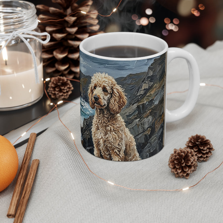 Poodle Acrylic Gallery Print Coastal Cliffside Coffee Mug | Premium Dog Prints | Tritan — detail view