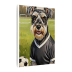 Miniature Schnauzer Soccer Portrait Oil Painting Canvas Wall Art, Schnauzer Dog Lover Gift, Pet Decor, Sports Fan Home Decor