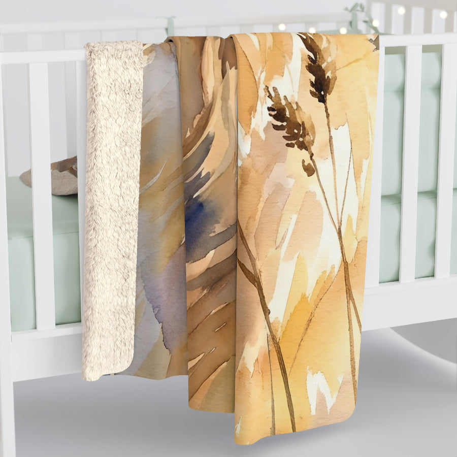Golden Retriever Watercolor Meadow Golden Throw Blanket | Premium Dog Art | Tritan