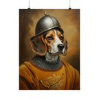 Beagle Medieval Knight Portrait Matte Poster, Regal Dog Art Print, Beagle Lover Gift, Wall Art