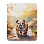 English Bulldog Watercolor Autumn Path Throw Blanket | Premium Dog Prints | Tritan — secondary view