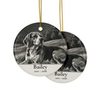 Front and back of the Beagle memorial ornament: the same design prints on both sides