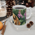 Beagle Watercolor Garden Peek Coffee Mug | Premium Dog Prints | Tritan — detail view