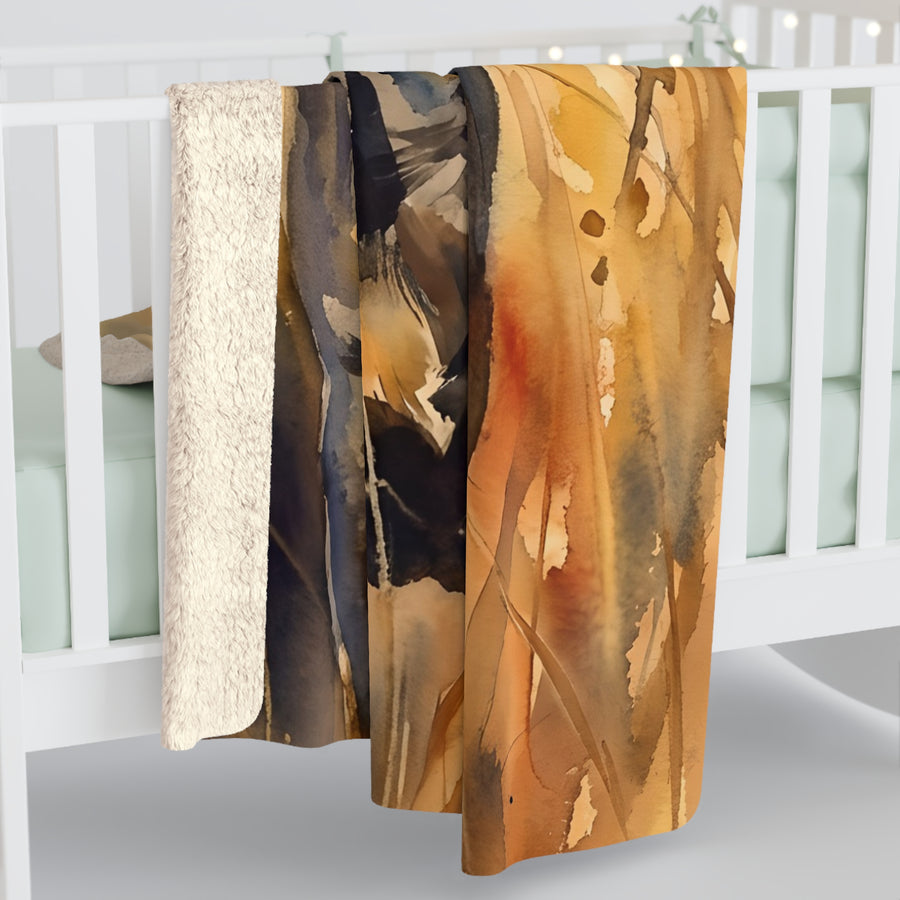 Rottweiler Watercolor Meadow Golden Throw Blanket | Premium Dog Art | Tritan