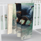 Dachshund Watercolor Rain Garden Throw Blanket | Premium Dog Prints | Tritan — detail view