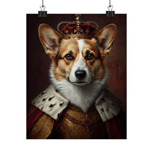 Pembroke Welsh Corgi Kings & Queens Royal Portrait Matte Poster, Regal Dog Art Print, Pembroke Welsh Corgi Lover Gift, Wall Art