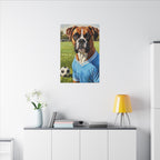 Boxer Dog Oil Painting Soccer Portrait Canvas Wall Art Decor Gift for Dog Lover