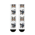 Australian Shepherd Socks | Fun All Over Print Dog Socks | Aussie Mom Gift | Cute Crew Socks for Dog Lovers | Stocking Stuffer