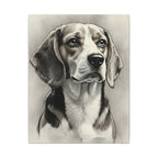 Beagle Charcoal Portrait Canvas Art | Realistic Dog Sketch Wall Decor | Pet Lover Gift | Stretched Canvas Print | Dog Memorial Artwork