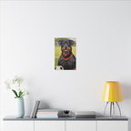 Rottweiler Oil Painting Soccer Portrait Canvas Wall Art Decor | Rottie Dog Lover Gift | Premium Pet Portrait Print
