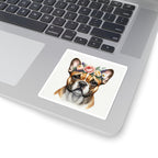 French Bulldog Watercolor Floral Crown Kiss-Cut Stickers | Premium Dog Prints | Tritan