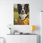 Border Collie Oil Painting Soccer Portrait Stretched Canvas Wall Art | Energetic Dog Lover Gift | Premium Pet Decor