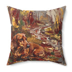 Dachshund Acrylic Painting Pillow, Autumn Woods Dog Art Decor, Wiener Dog Gift for Home — view 7