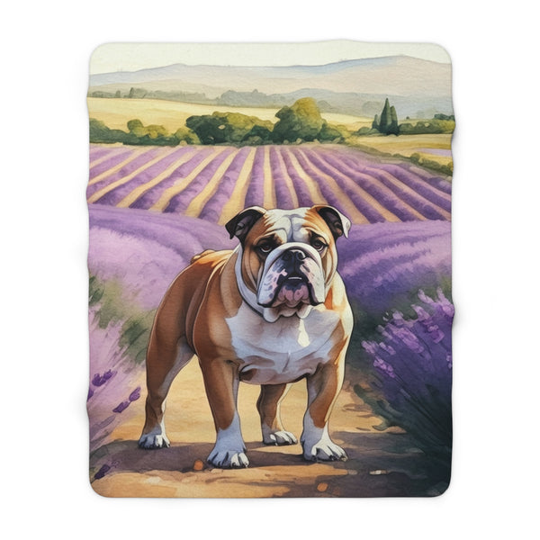 English Bulldog Watercolor Lavender Fields Throw Blanket | Premium Dog Prints | Tritan