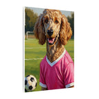 Poodle Oil Painting Soccer Portrait Wall Art, Poodle Mom Gift, Dog Lover Decor, Stretched Canvas Print