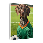 German Shorthaired Pointer Oil Painting Soccer Portrait Wall Art, GSP Dog Lover Gift, Canine Decor, Fetching Football Fan Canvas