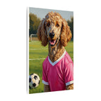 Poodle Oil Painting Soccer Portrait Wall Art, Poodle Mom Gift, Dog Lover Decor, Stretched Canvas Print