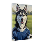 Siberian Husky Oil Painting Soccer Portrait Canvas Art | Dog Wall Decor | Pet Lover Gift for Sports Fans