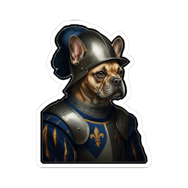 French Bulldog Medieval Knight Portrait Sticker, Dog Portrait Vinyl Decal, Kiss-Cut Sticker, French Bulldog Lover Gift