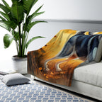 Siberian Husky Watercolor Meadow Golden Throw Blanket | Premium Dog Prints | Tritan — view 8 of 9