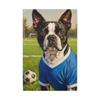 Boston Terrier Oil Painting Soccer Portrait Canvas Wall Art - Dog Lover Gift, Pet Decor, Sports Fan Home Art