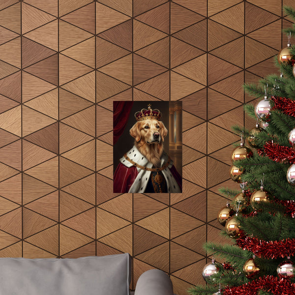 Golden Retriever Kings & Queens Royal Portrait Matte Poster, Regal Dog Art Print, Golden Retriever Lover Gift, Wall Art — Lifestyle View