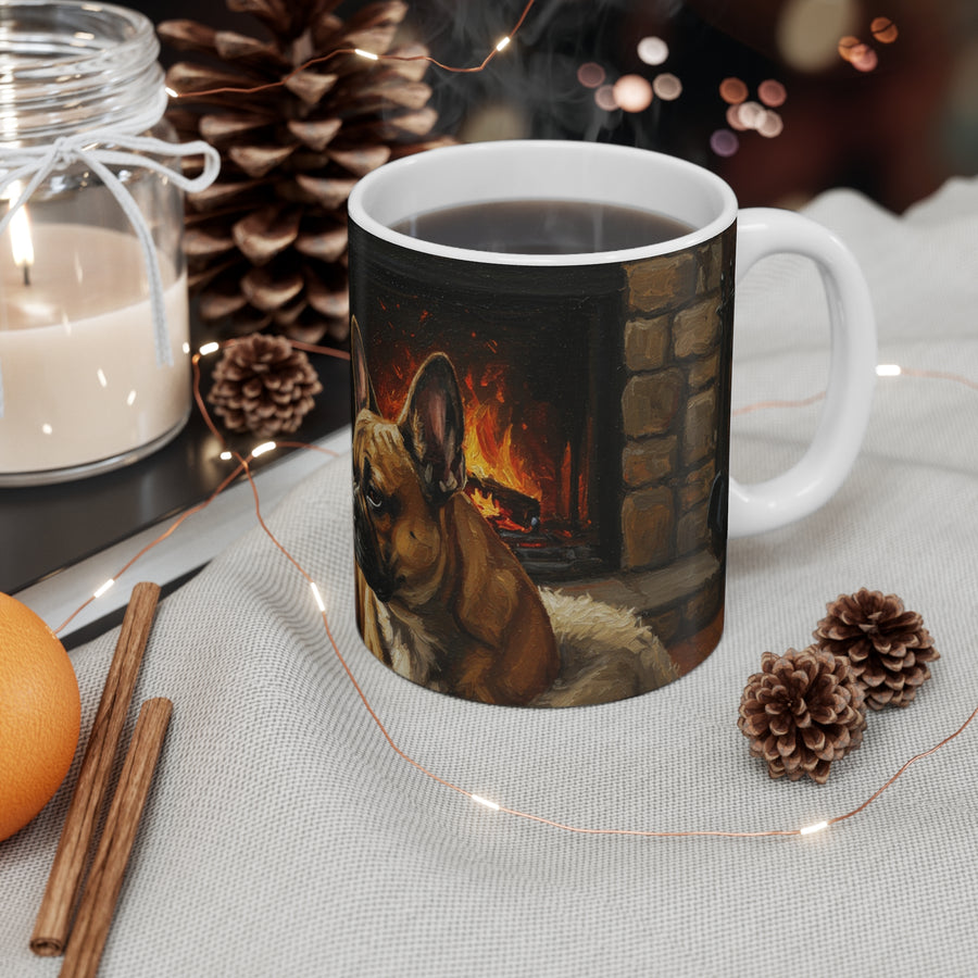 Acrylic French Bulldog - Winter Hearth | Ceramic Mug 11oz