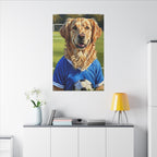 Golden Retriever Oil Painting Soccer Portrait Canvas Wall Art - Dog Lover Gift, Pet Decor for Home, Premium Stretched Canvas Print