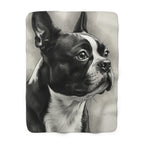 Boston Terrier Charcoal Portrait Sherpa Fleece Blanket | Dog Lover Gift — primary view