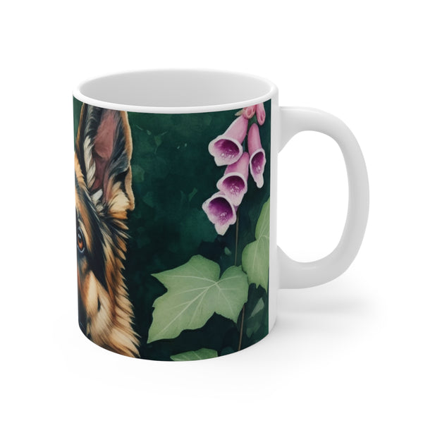 German Shepherd Watercolor Garden Peek Coffee Mug | Premium Dog Prints | Tritan