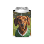 Dachshund Can Cooler Portrait, Oil Painting Soccer Dog Art, Funny Pet Gift for Doxie Owner, Weiner Dog Decor