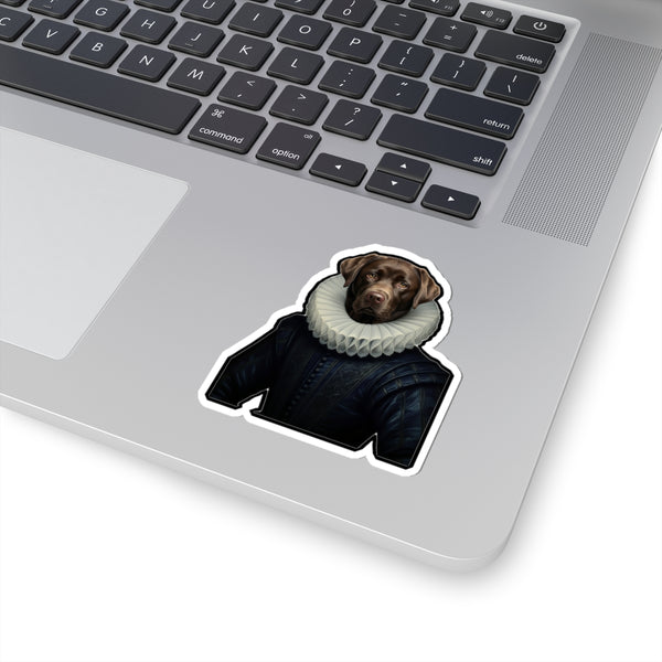 Labrador Retriever Renaissance Royal Portrait Sticker, Dog Portrait Vinyl Decal, Kiss-Cut Sticker, Labrador Retriever Lover Gift — Lifestyle View