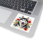 Siberian Husky Watercolor Wildflower Field Kiss-Cut Stickers | Premium Dog Prints | Tritan — view 5 of 12