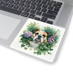 English Bulldog Watercolor Garden Peek Kiss-Cut Stickers | Premium Dog Prints | Tritan
