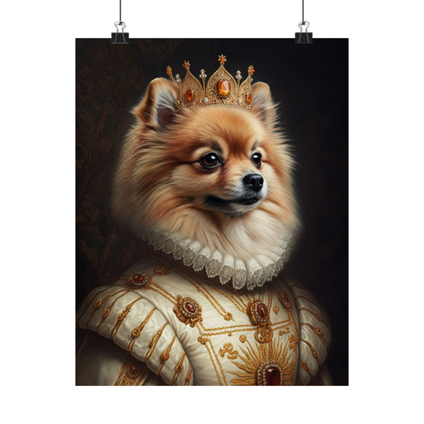 Pomeranian Kings & Queens Royal Portrait Matte Poster, Regal Dog Art Print, Pomeranian Lover Gift, Wall Art